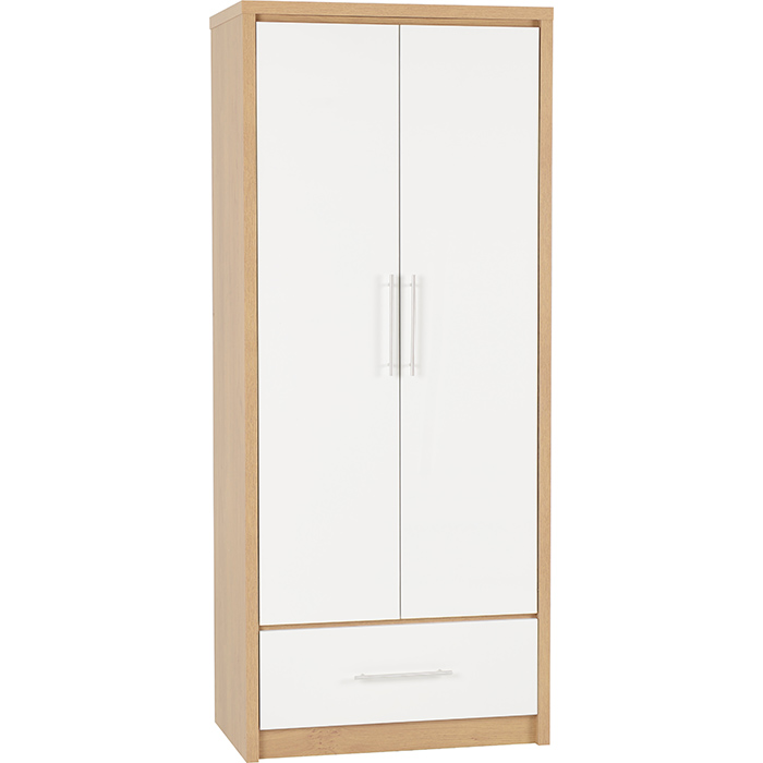 Seville 2 Door 1 Drawer Wardrobe In Various Gloss Finishes - Click Image to Close